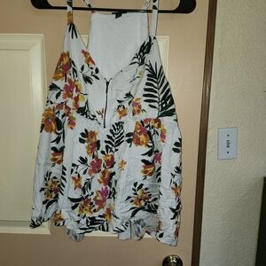 Torrid Floral Top- White with Pink and Yellow Accents